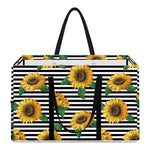 Stripe Sunflower Pattern Print Utility Tote Bag