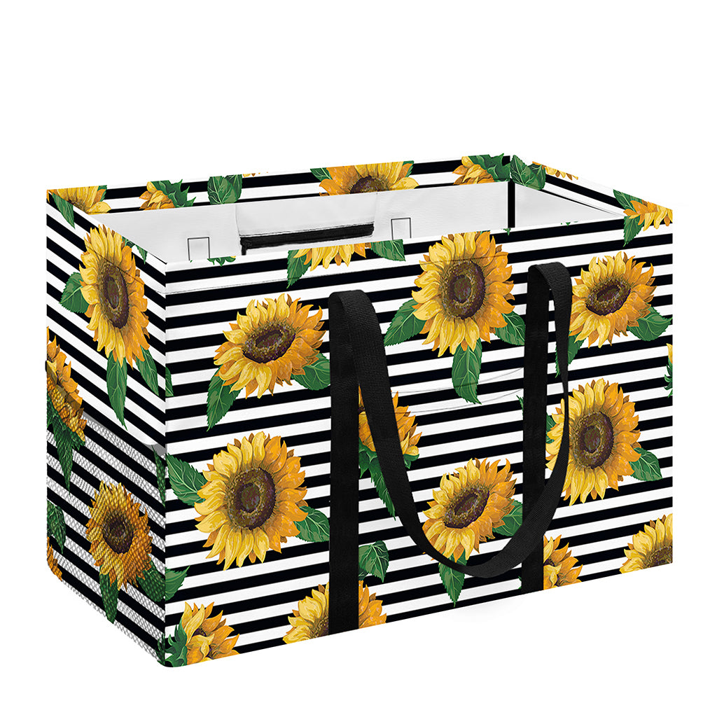 Stripe Sunflower Pattern Print Utility Tote Bag