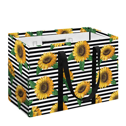 Stripe Sunflower Pattern Print Utility Tote Bag