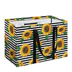 Stripe Sunflower Pattern Print Utility Tote Bag