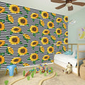 Stripe Sunflower Pattern Print Wall Sticker