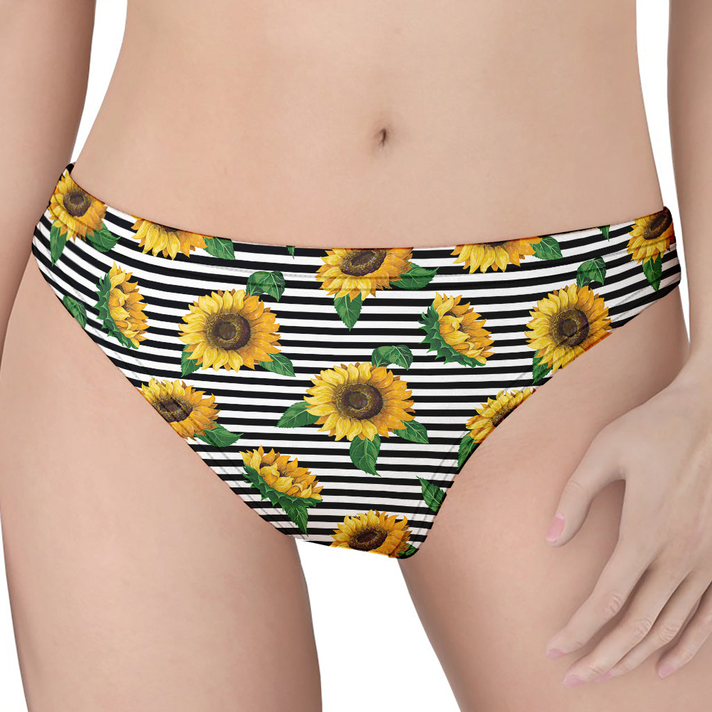Stripe Sunflower Pattern Print Women's Thong