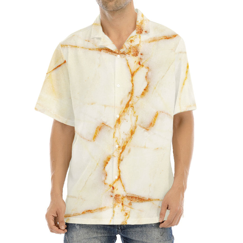 Sugar Brown Marble Print Aloha Shirt