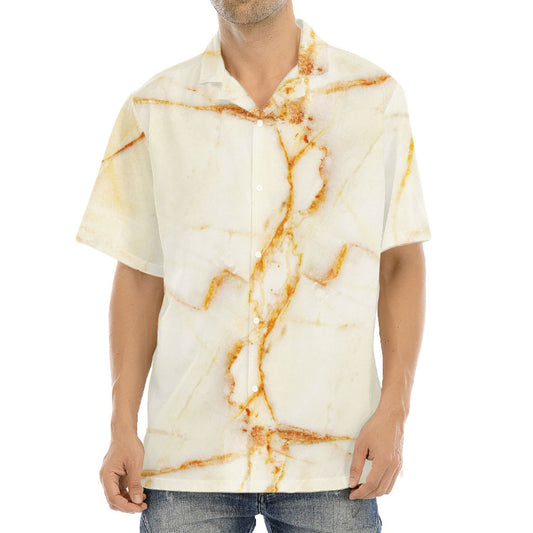 Sugar Brown Marble Print Aloha Shirt