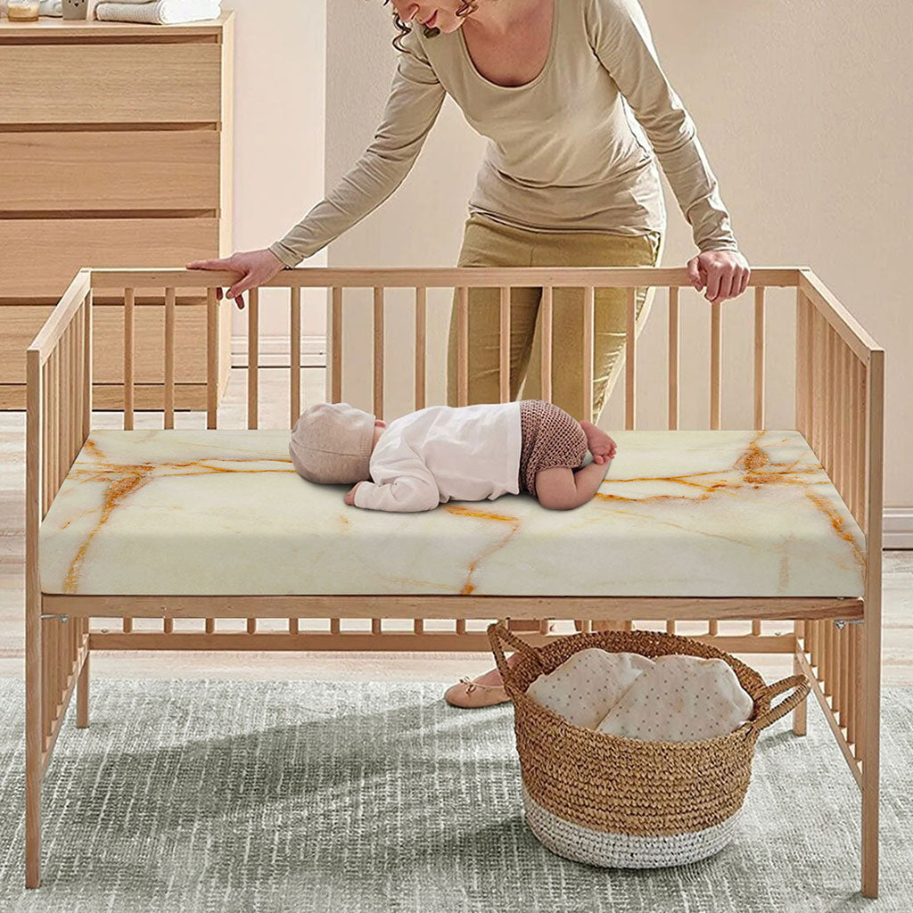 Sugar Brown Marble Print Baby Crib Sheet