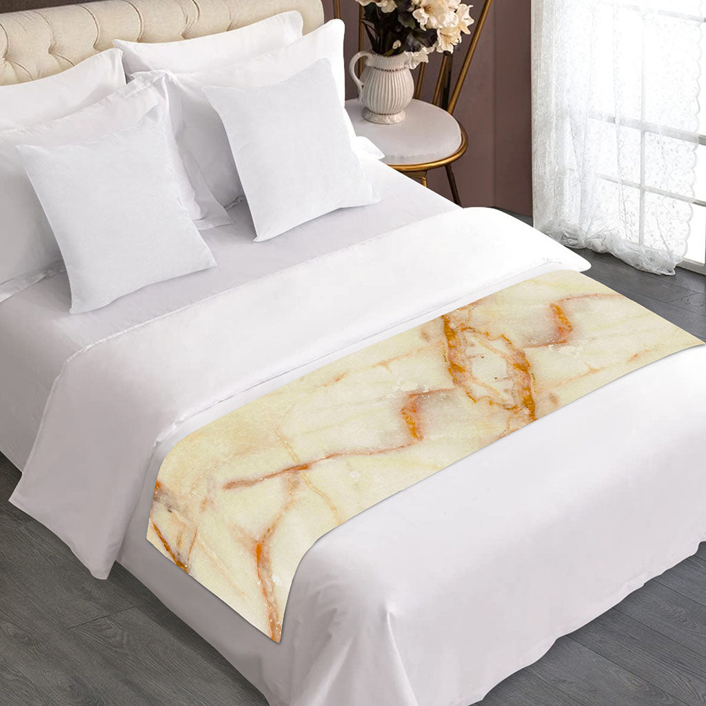 Sugar Brown Marble Print Bed Runner