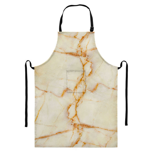 Sugar Brown Marble Print Bib Apron With Pocket