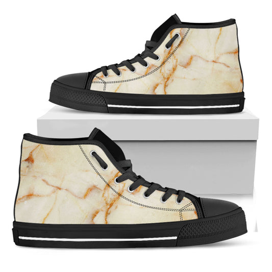 Sugar Brown Marble Print Black High Top Sneakers