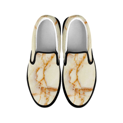 Sugar Brown Marble Print Black Slip On Sneakers