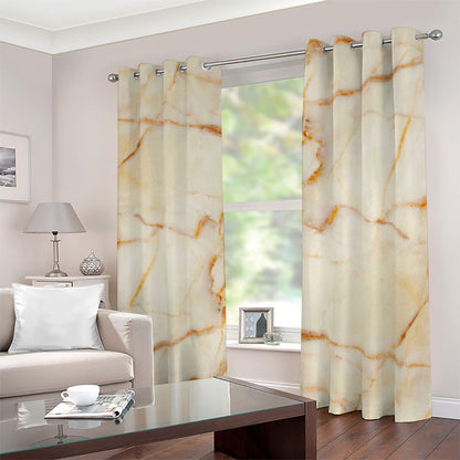 Sugar Brown Marble Print Blackout Grommet Curtains