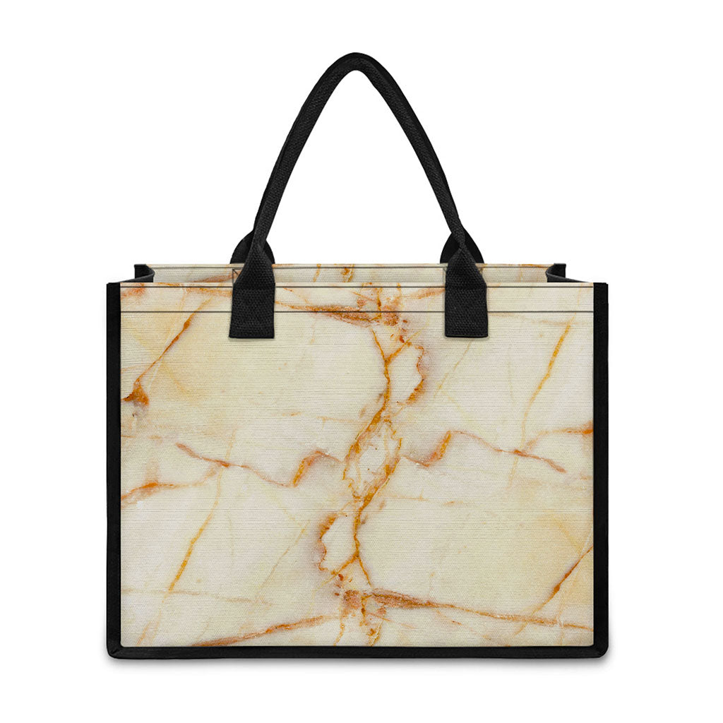 Sugar Brown Marble Print Canvas Tote Bag