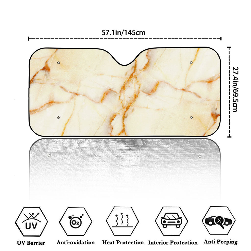 Sugar Brown Marble Print Car Windshield Sun Shade