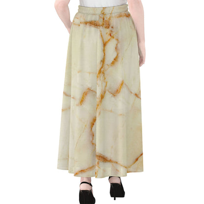 Sugar Brown Marble Print Chiffon Maxi Skirt