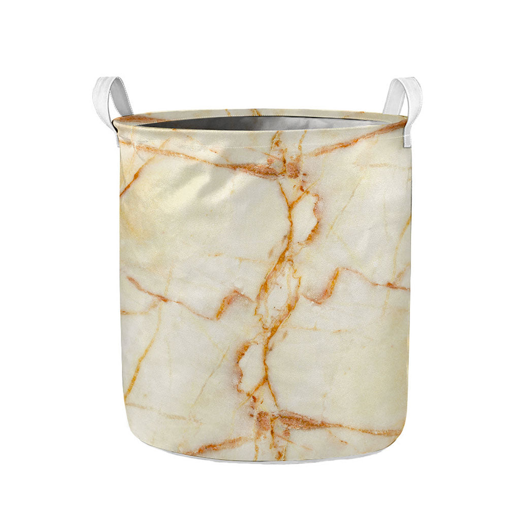 Sugar Brown Marble Print Collapsible Laundry Basket