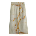Sugar Brown Marble Print Cotton Front Slit Maxi Skirt