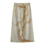 Sugar Brown Marble Print Cotton Front Slit Maxi Skirt