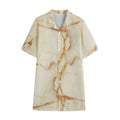 Sugar Brown Marble Print Cotton Hawaiian Shirt