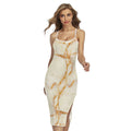 Sugar Brown Marble Print Cross Back Cami Dress