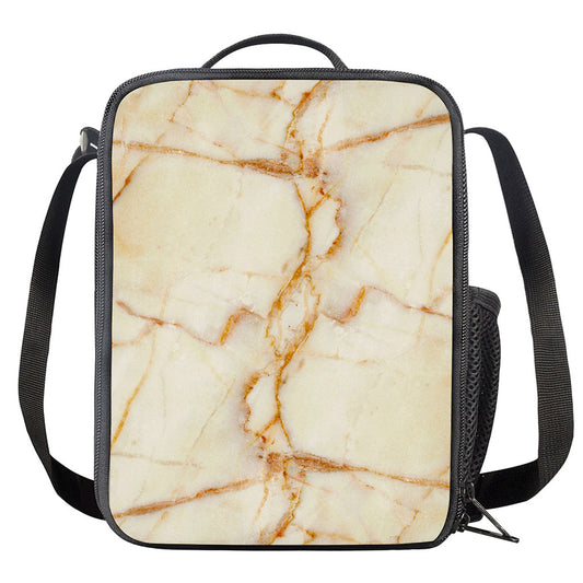 Sugar Brown Marble Print Crossbody Lunch Bag