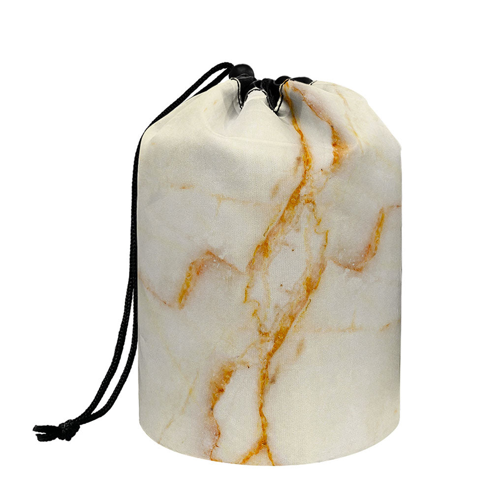 Sugar Brown Marble Print Drawstring Makeup Bag