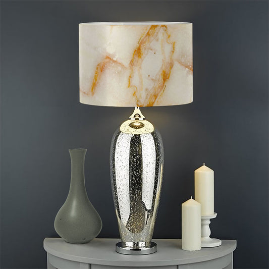 Sugar Brown Marble Print Drum Lamp Shade