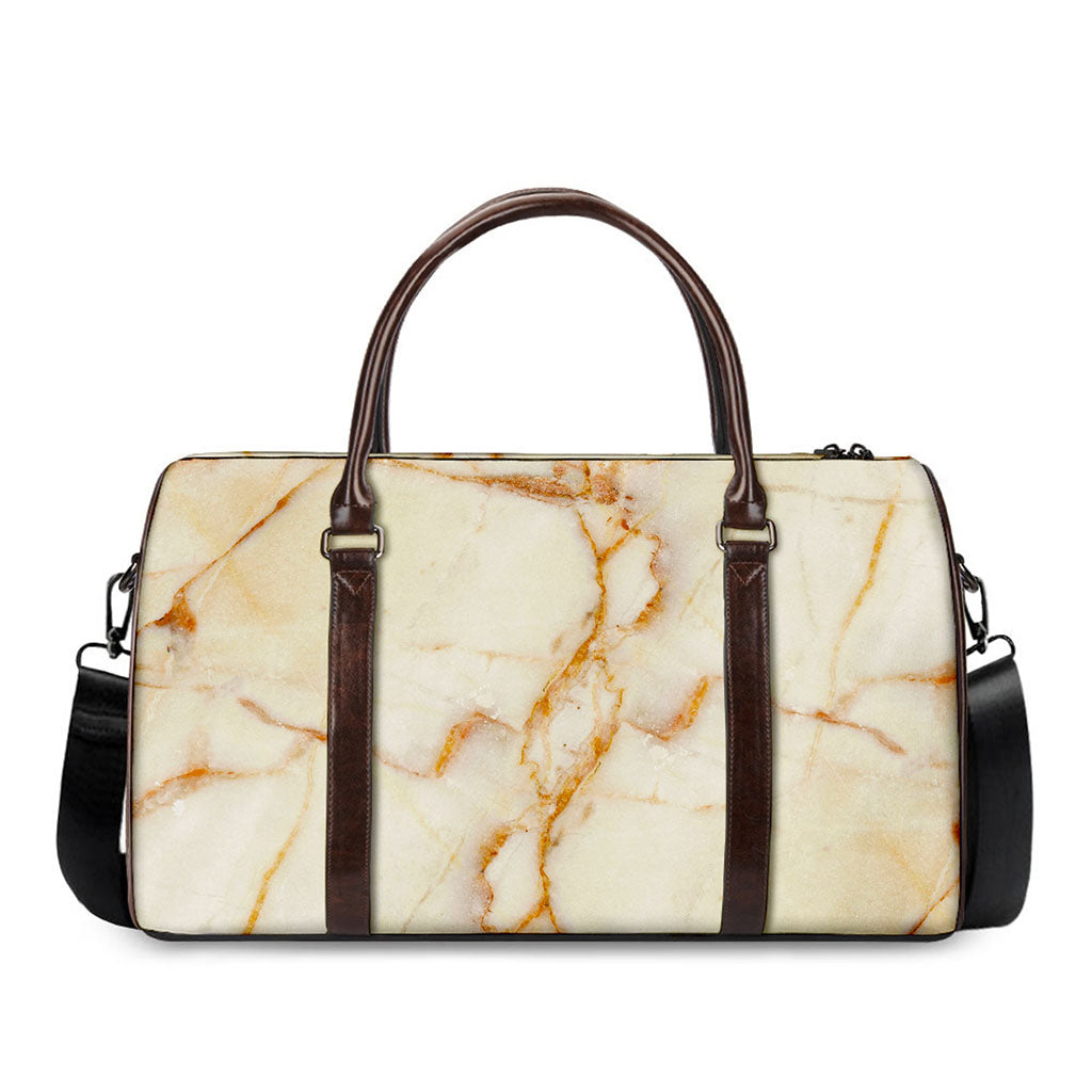 Sugar Brown Marble Print Duffle Bag