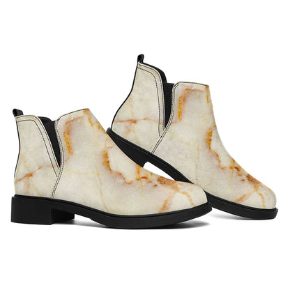 Sugar Brown Marble Print Flat Ankle Boots