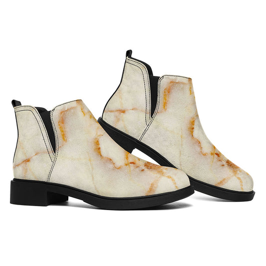 Sugar Brown Marble Print Flat Ankle Boots