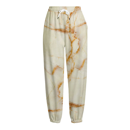 Sugar Brown Marble Print Fleece Lined Knit Pants