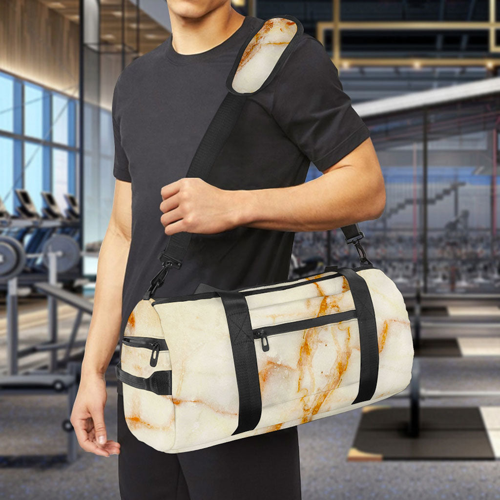 Sugar Brown Marble Print Gym Bag