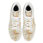 Sugar Brown Marble Print High Top Leather Sneakers