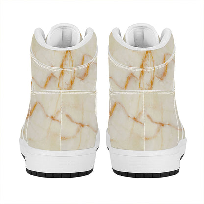 Sugar Brown Marble Print High Top Leather Sneakers