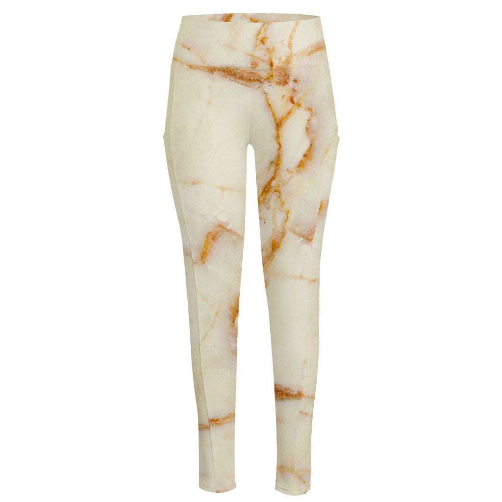 Sugar Brown Marble Print High-Waisted Pocket Leggings