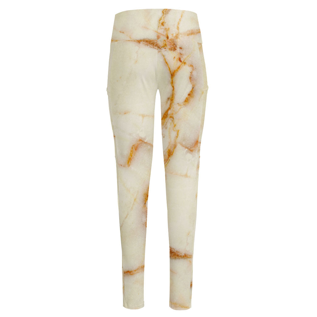 Sugar Brown Marble Print High-Waisted Pocket Leggings