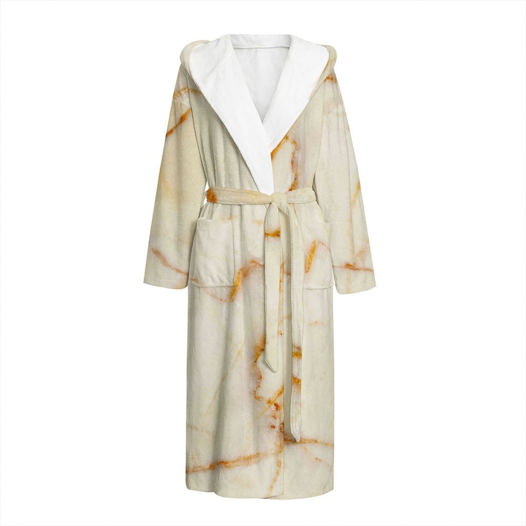 Sugar Brown Marble Print Hooded Bathrobe