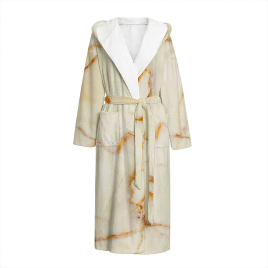 Sugar Brown Marble Print Hooded Bathrobe
