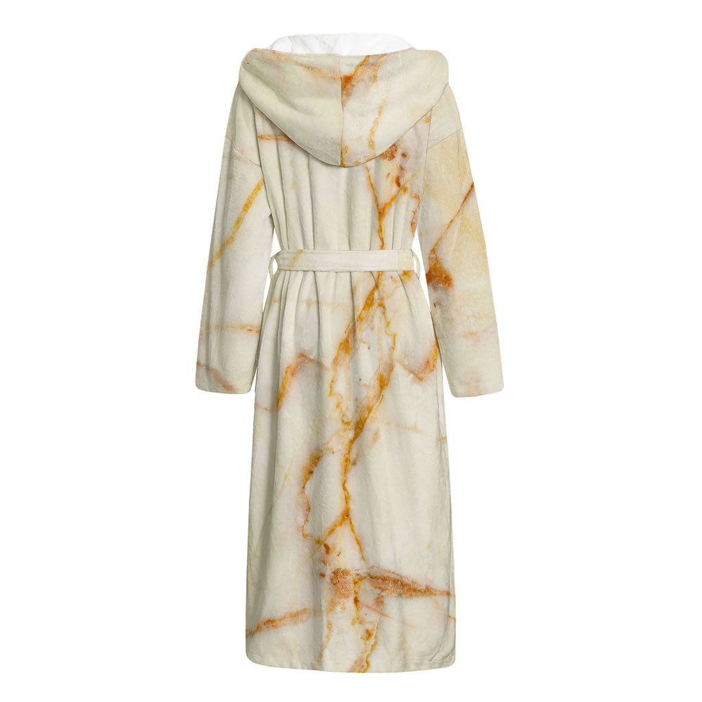 Sugar Brown Marble Print Hooded Bathrobe