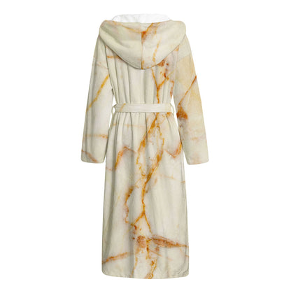 Sugar Brown Marble Print Hooded Bathrobe