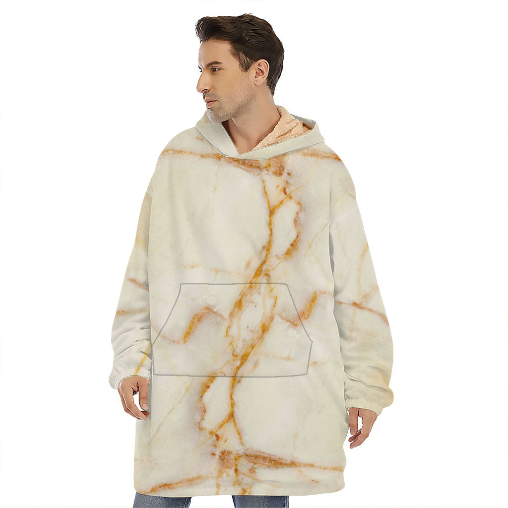 Sugar Brown Marble Print Hoodie Blanket