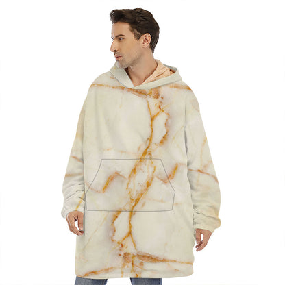 Sugar Brown Marble Print Hoodie Blanket