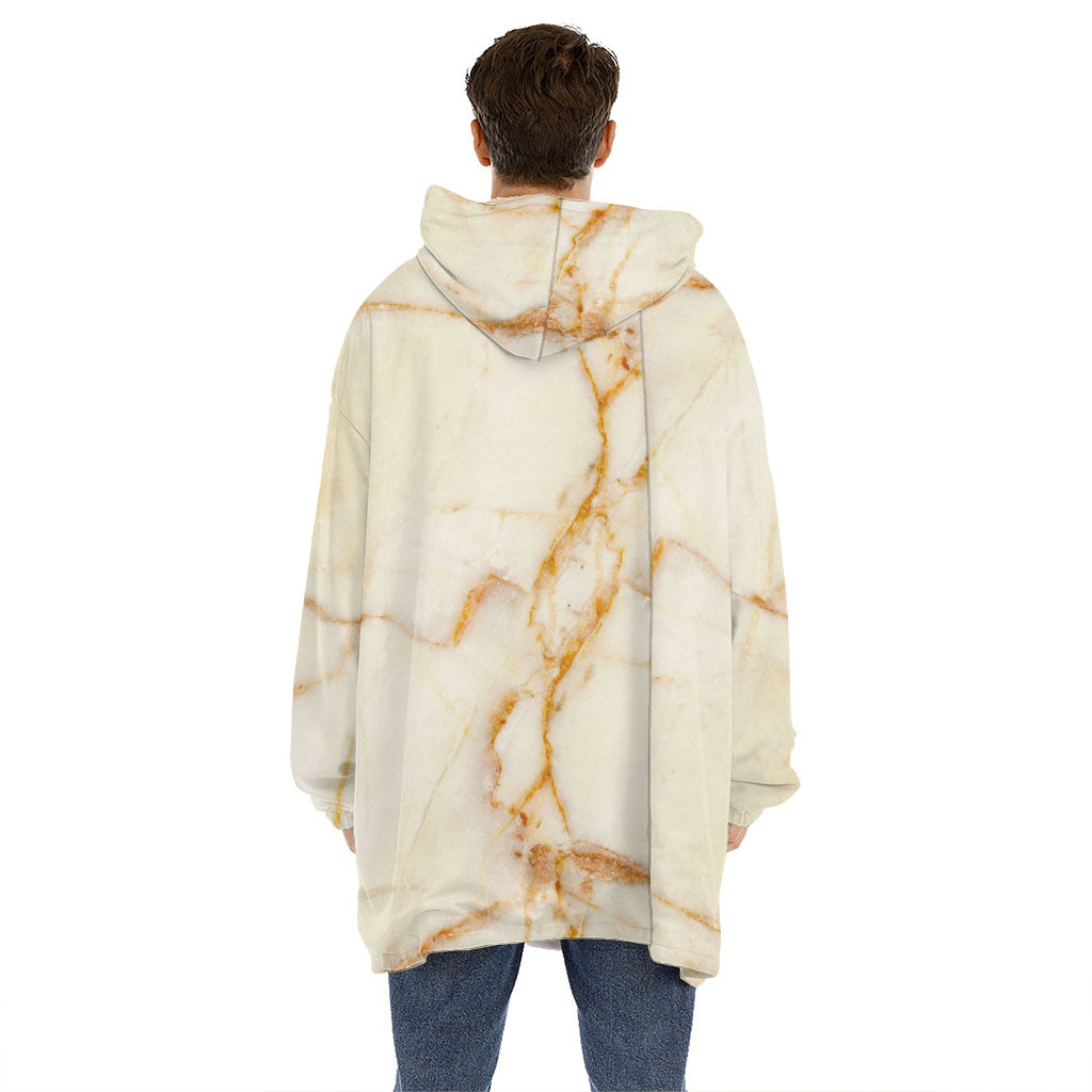 Sugar Brown Marble Print Hoodie Blanket