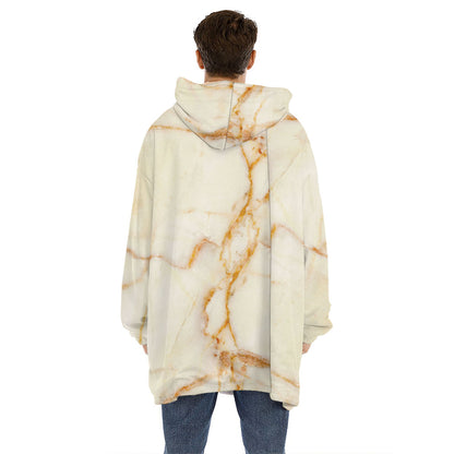 Sugar Brown Marble Print Hoodie Blanket