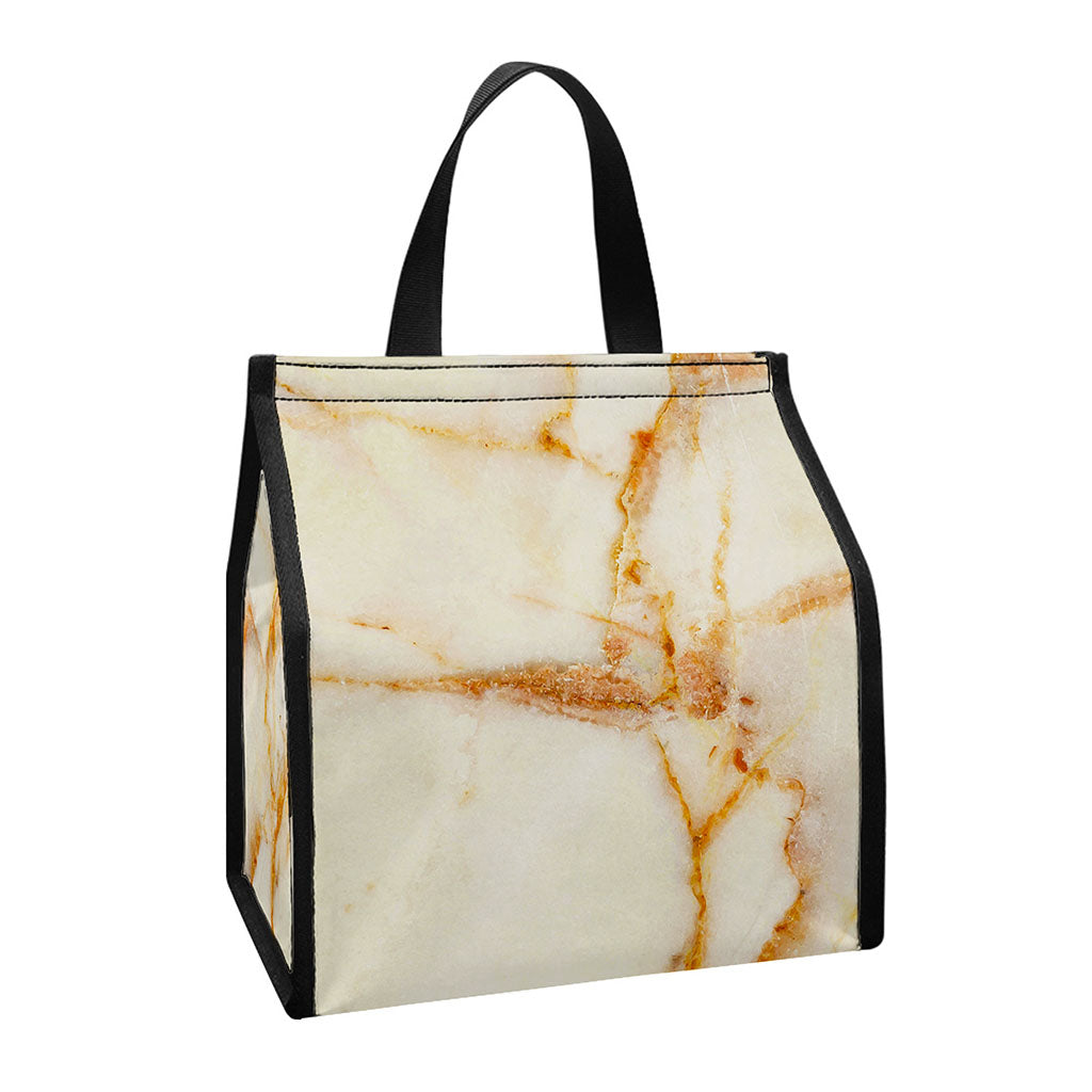 Sugar Brown Marble Print Insulated Lunch Tote