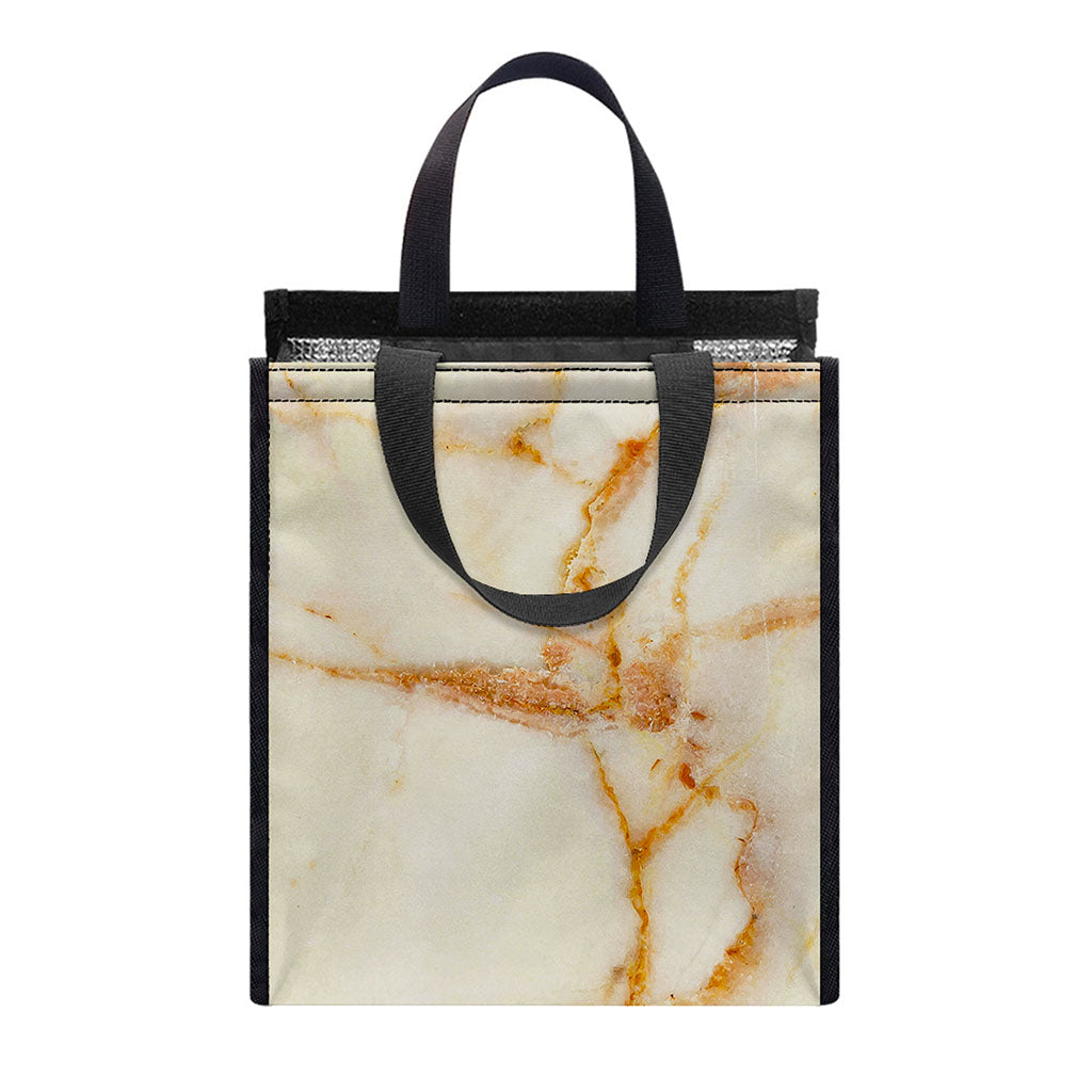 Sugar Brown Marble Print Insulated Lunch Tote