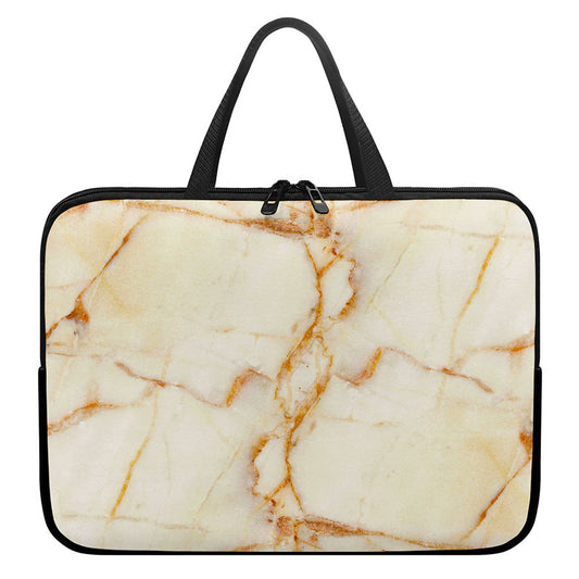 Sugar Brown Marble Print Laptop Sleeve With Handle