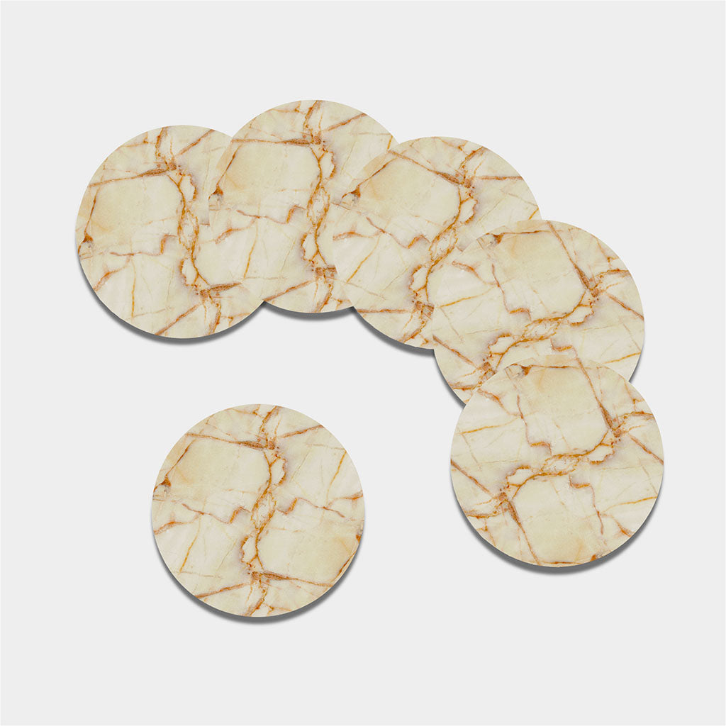 Sugar Brown Marble Print Leather Coaster Set