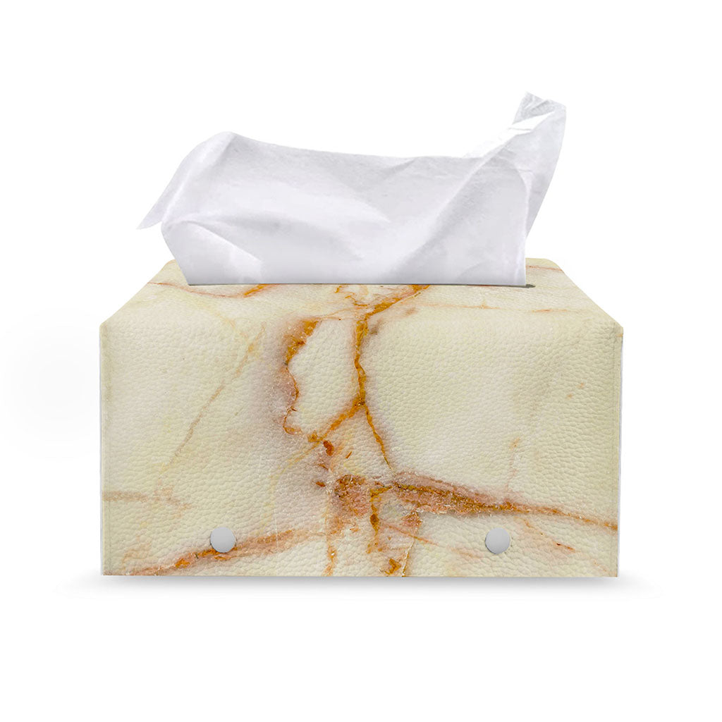 Sugar Brown Marble Print Leather Tissue Box Cover