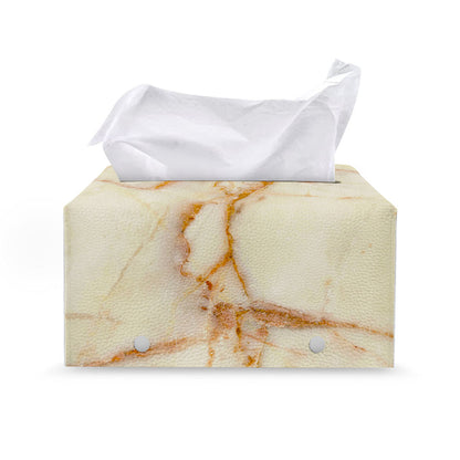 Sugar Brown Marble Print Leather Tissue Box Cover