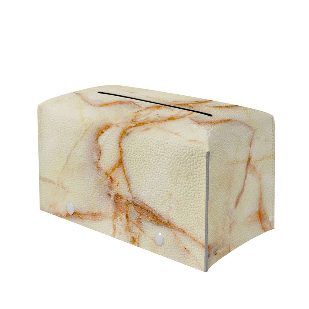 Sugar Brown Marble Print Leather Tissue Box Cover