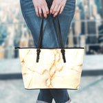 Sugar Brown Marble Print Leather Tote Bag
